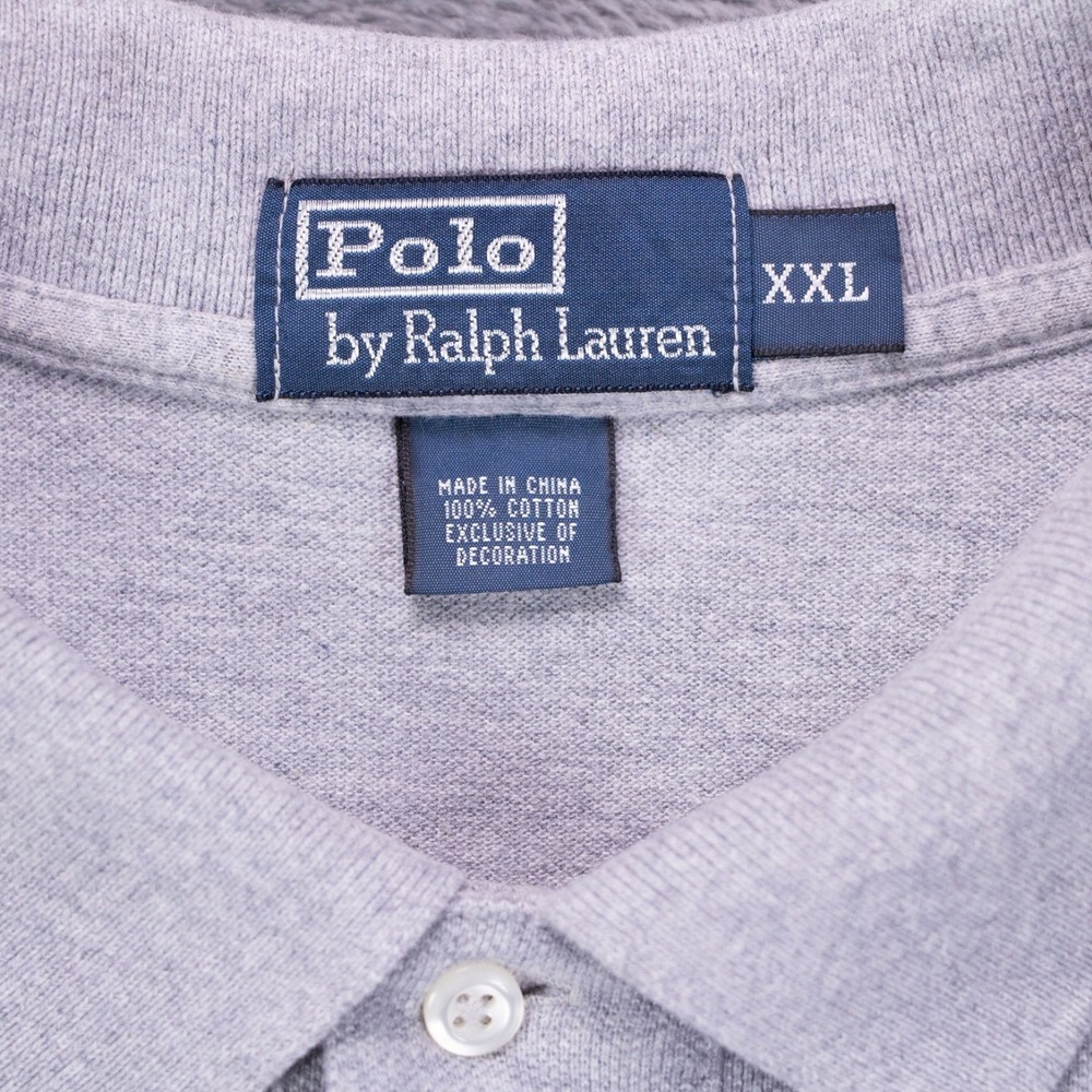 Vintage Polo Ralph Lauren Mens 2XL‎ Gray Solid Pique Polo Shirt 100% Cotton - Picture 5 of 9